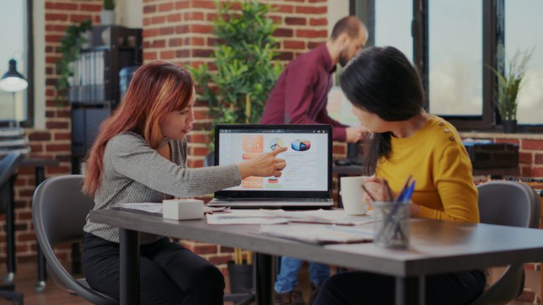 women showing sap implementation to another